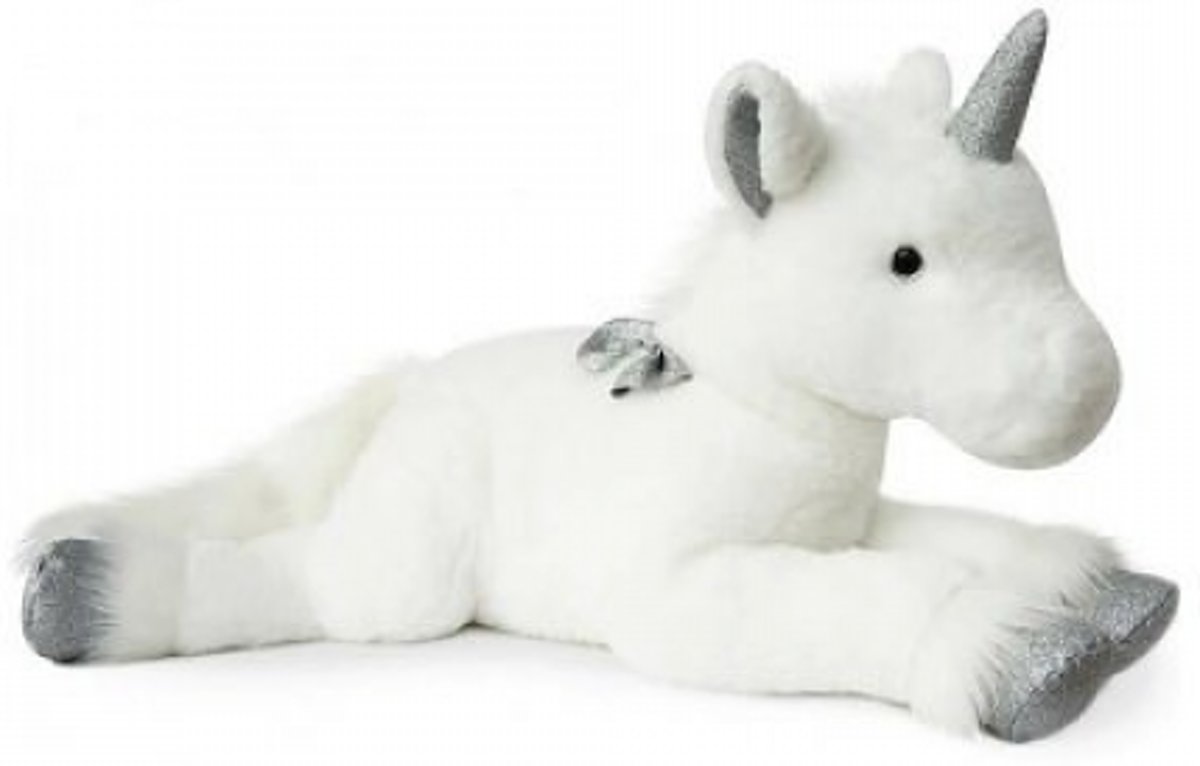 Histoire dOurs Witte Unicornknuffel met Zilveren Eenhoorn 45 cm